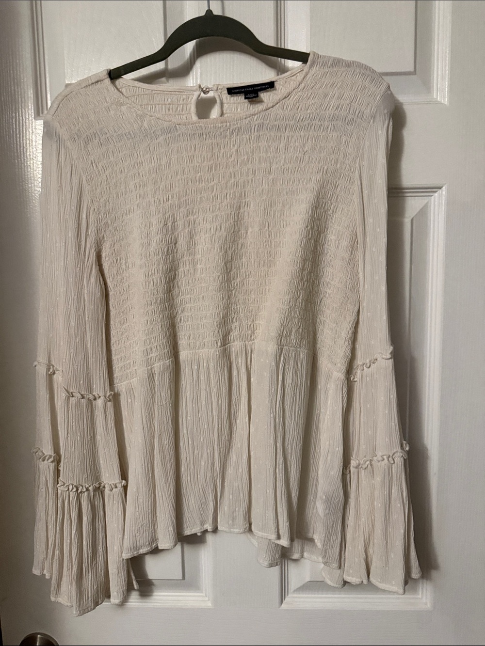 American Eagle Cream Bell Bottom Sleeved Top